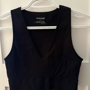 Garage Black Ribbed Crop Top